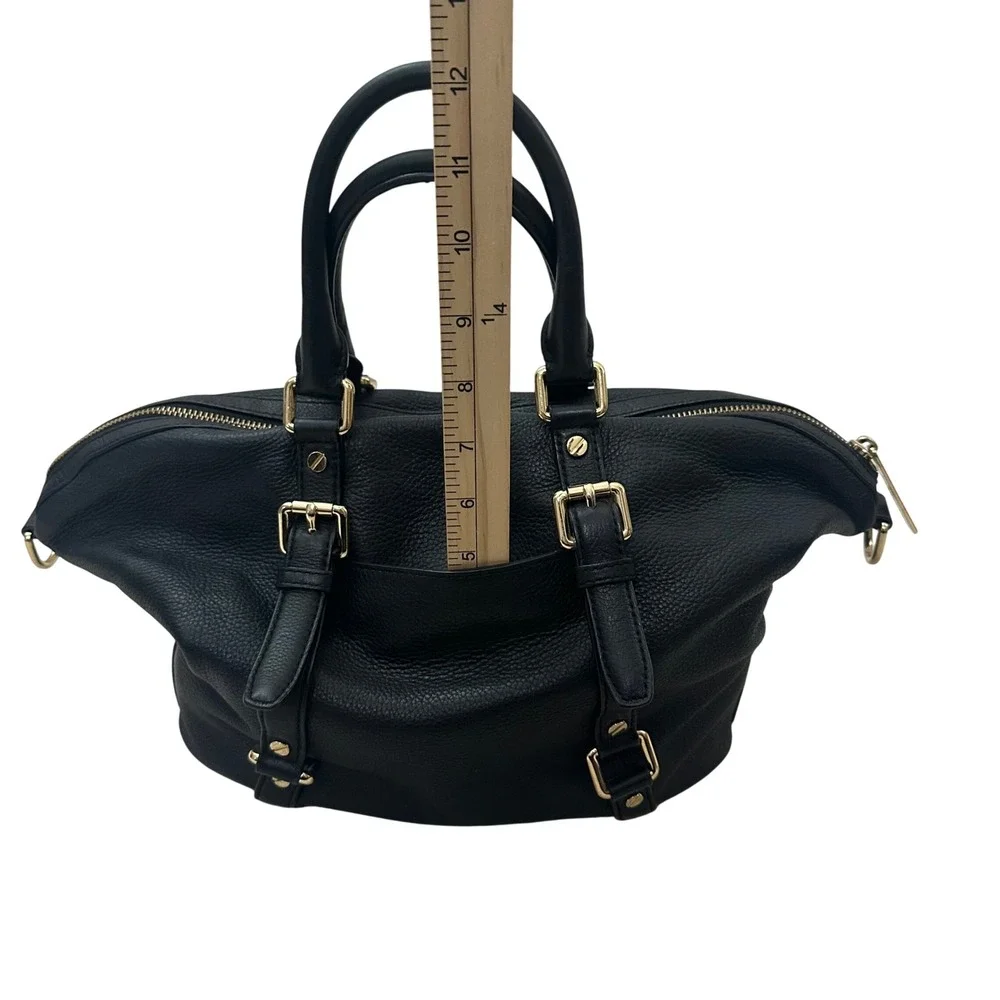 Michael Kors Black Pebbled Leather Satchel‎ Bag Gold Hardware Large Tote Handbag